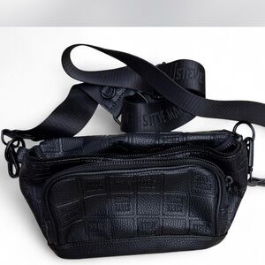 Steve Madden Black Embossed Crossbody Bag with Adjustable Strap | UNISEX